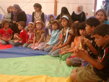 Gaza II Kinder auf Tuch
