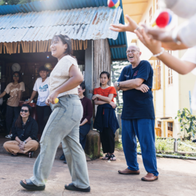 Emergency Pedagogy Myanmar Happy people in Myanmar juggling during emergency pedagogical mission
